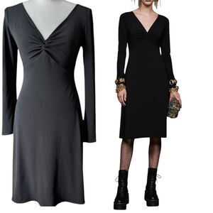 Laundry by Shelli Segal Black Classic Elegant Lbd dress midi Empire Waist Small